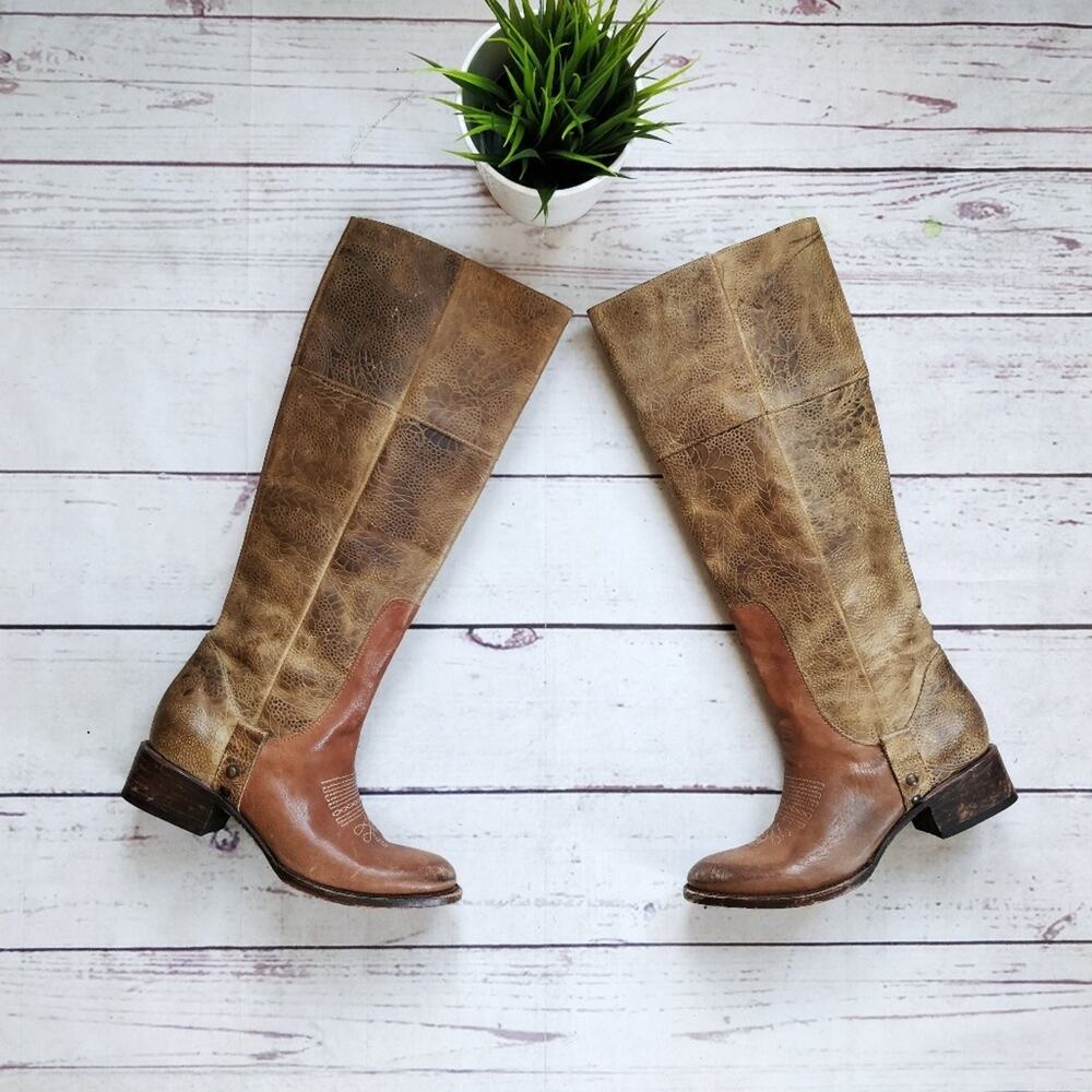 FREEBIRD BY STEVEN Wrang Brown Tall Leather Boots 7 EUC